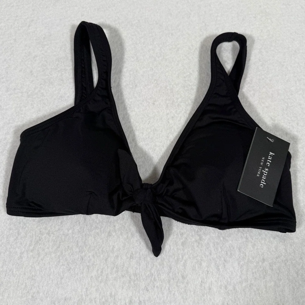 Kate Spade New York Black Bikini Top Front Tie S8C326S Womens‎ Small New